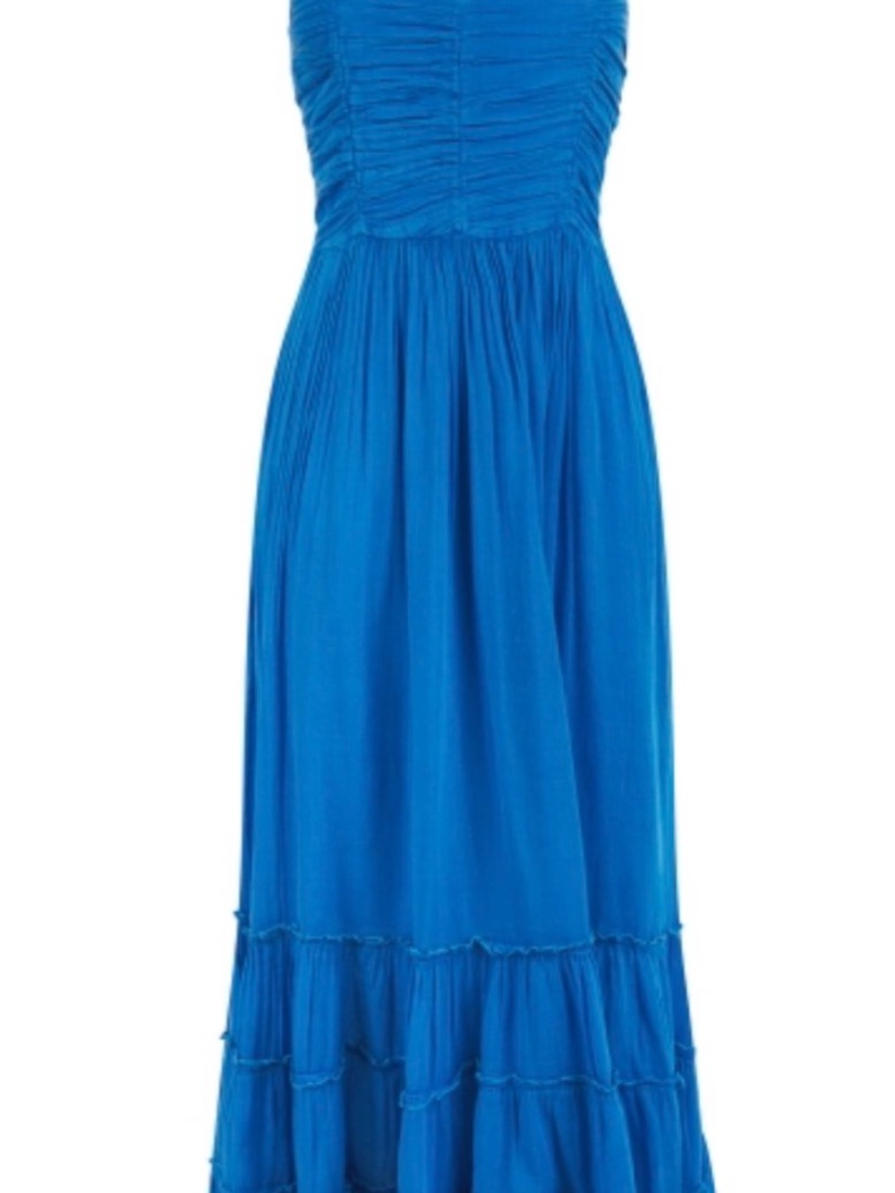 Pranella Boheme Ruched Bodice Spaghetti-Strap Maxi Dress in Blue - Picture 3 of 9